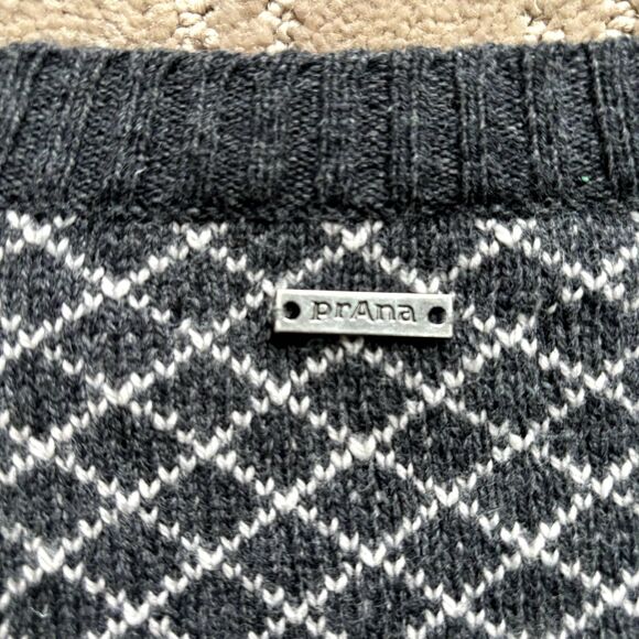 PrAna Ramona Pullover Sweater Women's Medium Fair Aisle Wool Blend Gray Warm - Picture 7 of 11